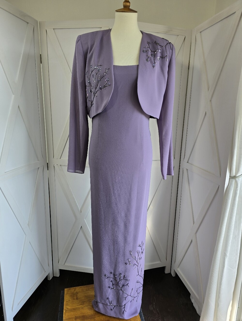 After Dark - Sleeveless Evening Dress with Beaded Embellished Bolero Jacket